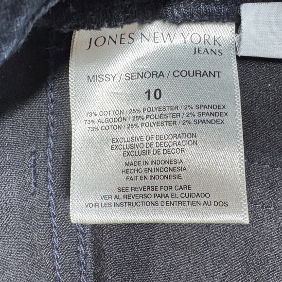 Jones New York Lexington Straight Dark Wash Zipper Fly Rhinestone Blue Jeans 10 - Picture 15 of 16